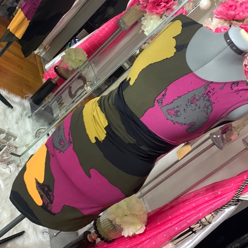 Rachael Ray December olive combo dress